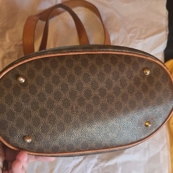 Celine Brown and Tan Patterned Tote - Picture 3 of 6